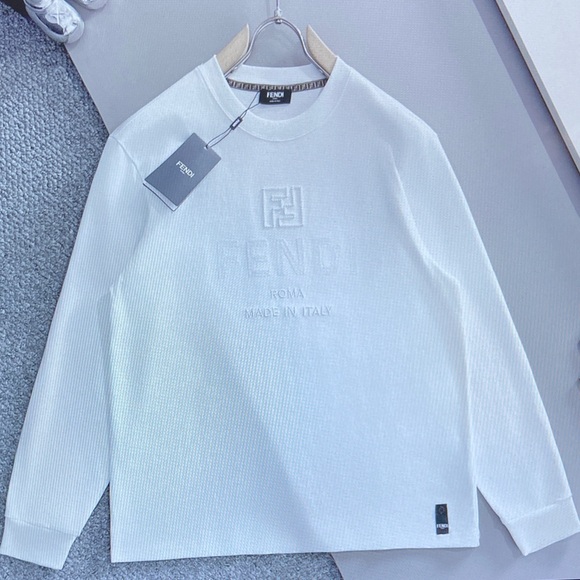 Fendi Logo Embroidered Crew Neck Logo Sleeves Size M - Picture 1 of 8